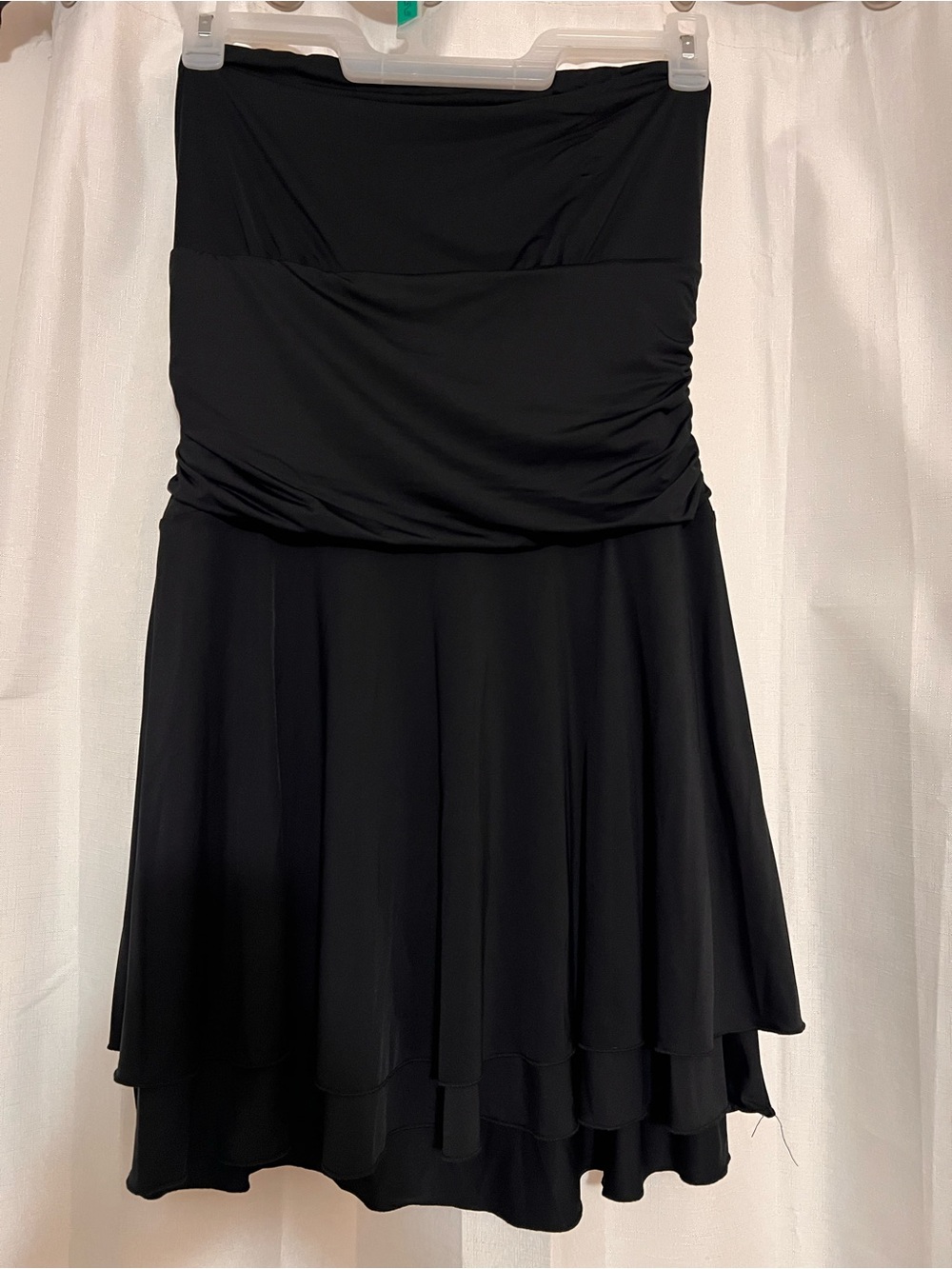 Black Strapless Ruched Mini Dress